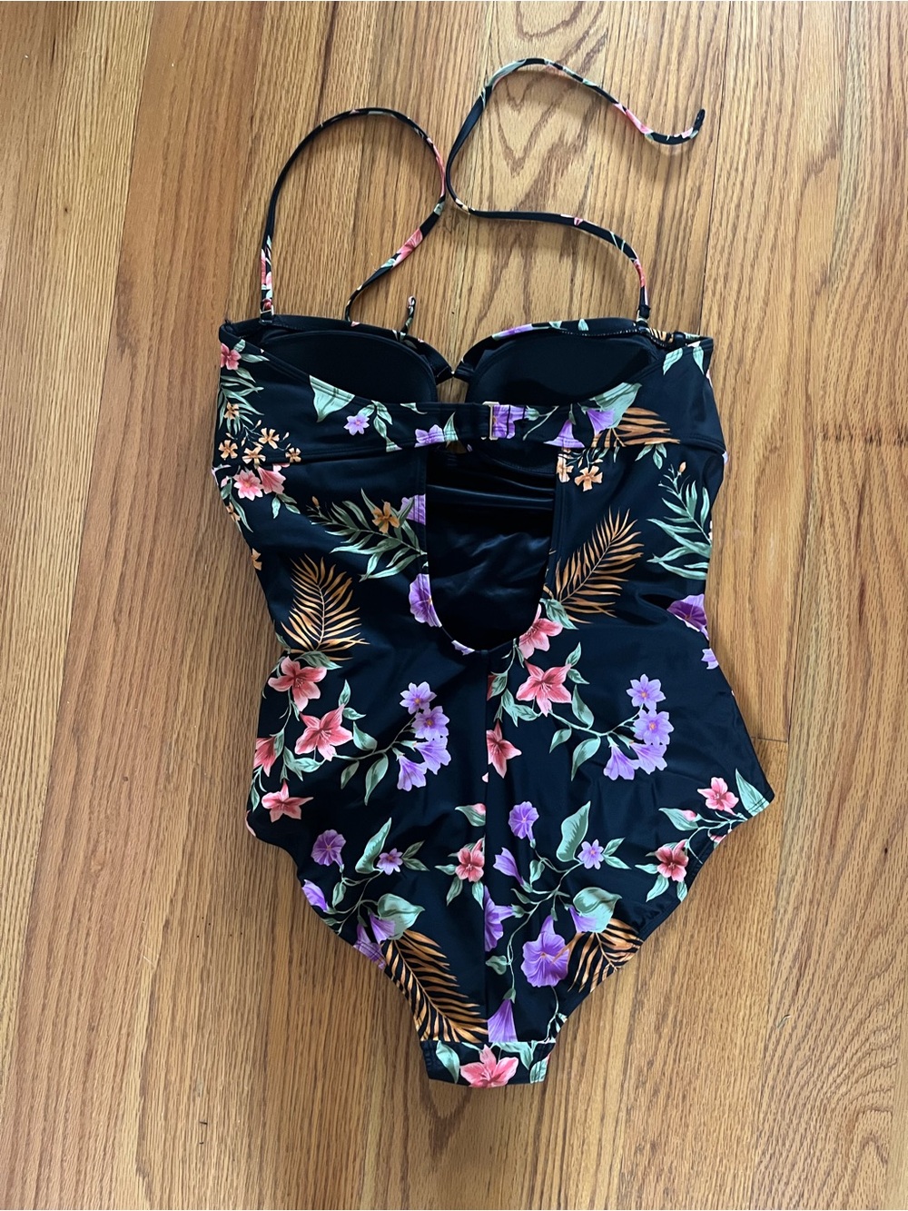 Shade & Shore Black Tropical Floral One-Piece Swimsuit